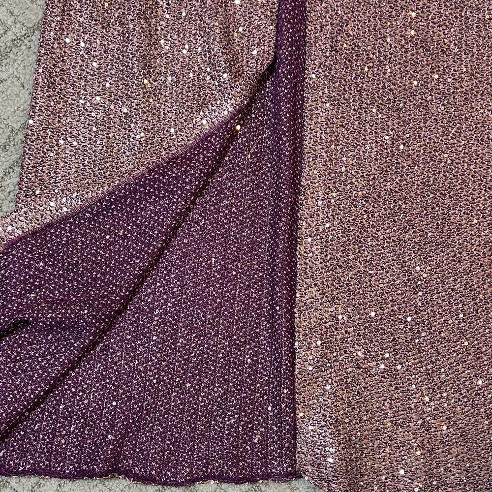 St. John pink sequins long sleeve mock neck stretch bodycon knit gown sz 14 - Picture 10 of 16
